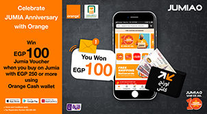 Pay with Orange Cash and Win 100 EGP Jumia Voucher
